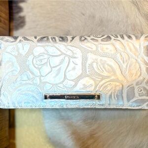 Brahmin Silver Floral Embossed Wallet